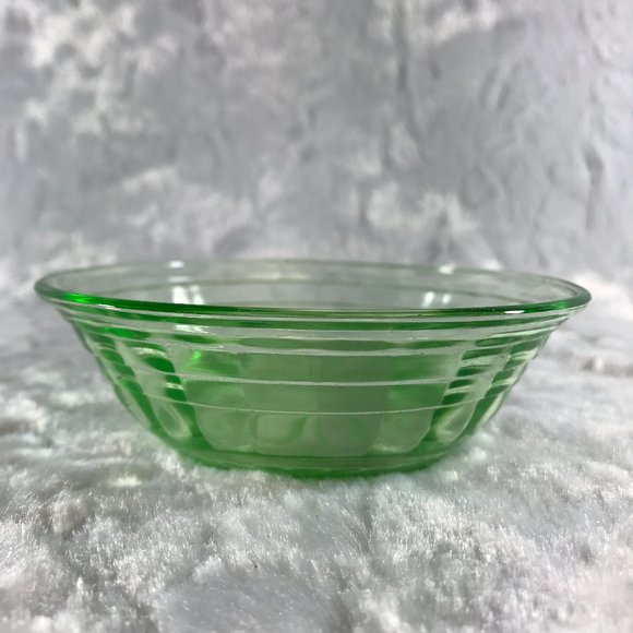 Vintage Vaseline Glass Dessert Bowl Block Optic #23 - Picture 9 of 9